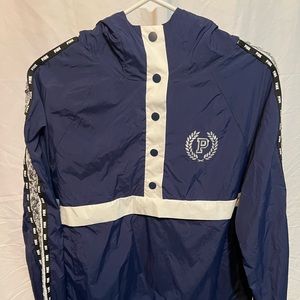 Victoria Secret Nylon pullover hoodie XS Small Blue Button Up Mesh Sequin